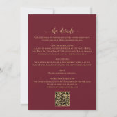 Invitation Burgundy & Gold Leaves Calligraphy QR Code Wedding (Dos)