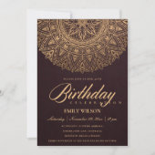 INVITATION BURGUNDY GOLD MANDALA TOUTE ANNÉE 40E ANNIVERSAIRE (Devant)