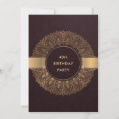 INVITATION BURGUNDY GOLD MANDALA TOUTE ANNÉE 40E ANNIVERSAIRE (Dos)