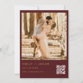 Invitation Burgundy Gold Mariage QR Code Script photo (Dos)