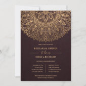 INVITATION BURGUNDY GOLD ORNATE MANDALA REHEARSAL DÎNER (Devant)