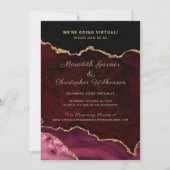 Invitation Burgundy Gold Parties scintillant Agate Mariage vi (Devant)