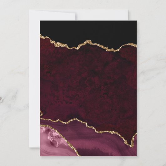 Invitation Burgundy Gold Parties scintillant Agate Mariage vi (Dos)