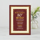 Invitation Burgundy Gold Simple Homme's Classic 80e anniversa (Debout devant)