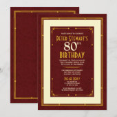 Invitation Burgundy Gold Simple Homme's Classic 80e anniversa (Devant / Derrière)