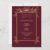Invitation Burgundy Gold Simple Nothing Fancy Mariage photo (Devant)