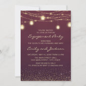Invitation Burgundy Gold String Lights (Devant)