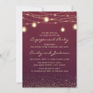 Invitation Burgundy Gold String Lights