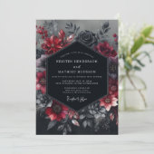 Invitation Burgundy Gothic Bloom Wedding (Debout devant)