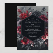Invitation Burgundy Gothic Bloom Wedding (Devant / Derrière)
