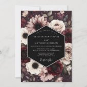 Invitation Burgundy Gothic Bloom Wedding (Devant)