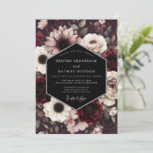 Invitation Burgundy Gothic Bloom Wedding (Debout devant)