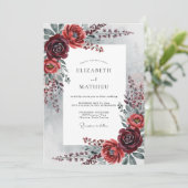 Invitation Burgundy Graceful Winter Wedding (Debout devant)