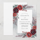 Invitation Burgundy Graceful Winter Wedding (Devant / Derrière)