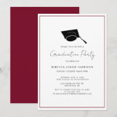 Invitation Burgundy Graduate Casquette Simple 2024 Graduation (Devant / Derrière)