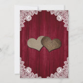 Invitation Burgundy Grange dentelle en bois Mariage (Dos)