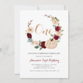 Invitation Burgundy Green Fall Blanc Citrouille 1er anniversa (Devant)
