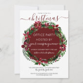 Invitation Burgundy Green Floral Wreath Entreprise Noël (Devant)