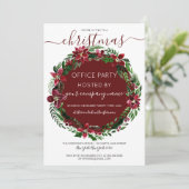 Invitation Burgundy Green Floral Wreath Entreprise Noël (Debout devant)
