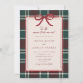 Invitation Burgundy Green Plaid Christmas Bow Wedding (Devant)