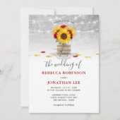 Invitation Burgundy Gris Rouge Rose Tournesol Russe Mariage (Devant)