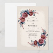 Invitation Burgundy Illustrious Winter Wedding (Devant / Derrière)