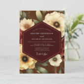 Invitation Burgundy Ivory Bloom Wedding (Debout devant)