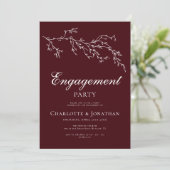 Invitation Burgundy & Ivory Botanical Engagement Party (Debout devant)
