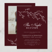 Invitation Burgundy & Ivory Botanical Rehearsal Dinner (Devant / Derrière)