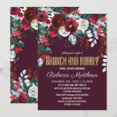 Invitation Burgundy Ivory Floral Arrangement Brunbbly (Devant / Derrière)