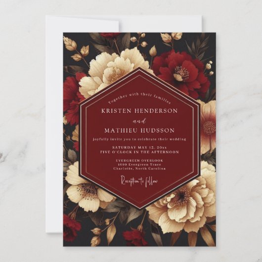 Invitation Burgundy Ivory Luminous Wedding (Devant)