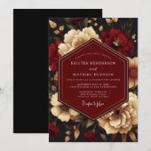 Invitation Burgundy Ivory Luminous Wedding (Devant / Derrière)