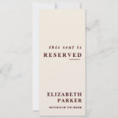 Invitation Burgundy & Ivory Reserved Seating Wedding Tag (Devant)