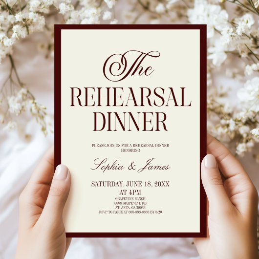 Invitation Burgundy Ivory Wedding The Rehearsal Dinner