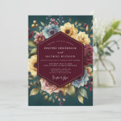 Invitation Burgundy Jewel Tone Bloom Wedding (Debout devant)