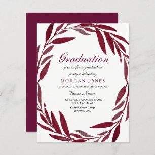 Invitation Burgundy Leaf Wreath Party