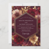Invitation Burgundy Lush Bloom Wedding (Devant)