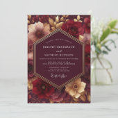 Invitation Burgundy Lush Bloom Wedding (Debout devant)