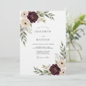 Invitation Burgundy Lush Bloom Wedding (Debout devant)