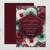 Invitation Burgundy Lush Floral Wedding (Devant / Derrière)