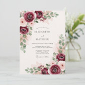 Invitation Burgundy Lush Romantic Wedding (Debout devant)