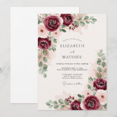 Invitation Burgundy Lush Romantic Wedding (Devant / Derrière)