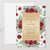 Invitation Burgundy Luxurious Winter Wedding (Devant / Derrière)