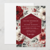 Invitation Burgundy Majestic Autumnal Wedding (Devant / Derrière)