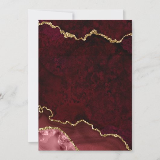 Invitation Burgundy Marble Agate Géode Mariage Or (Dos)