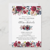 Invitation burgundy marine automne aquarelle fleurie nuptiale (Devant)