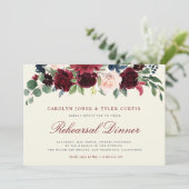 Invitation burgundy marine florale Répétition Dîner invitatio (Debout devant)