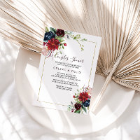 Burgundy Marine moderne Blush Floral Couples Douch