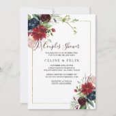 Invitation Burgundy Marine moderne Blush Floral Couples Douch (Devant)