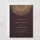 INVITATION BURGUNDY MAROON GOLD CLASSY ORNATE MANDALA MARIAGE (Devant)